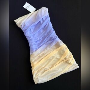 Elegant Strapless Gradient Dress